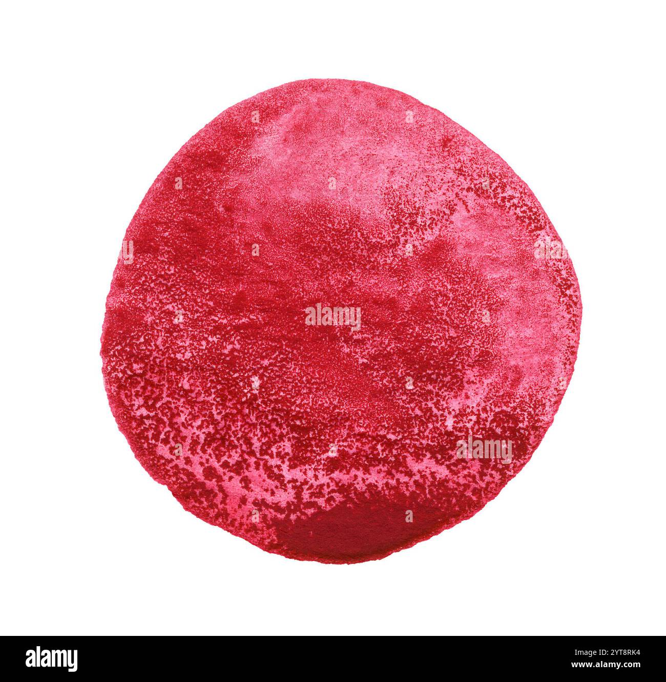 Eine rote Aquarellpunktabbildung auf weißer Rückseite Stockfoto