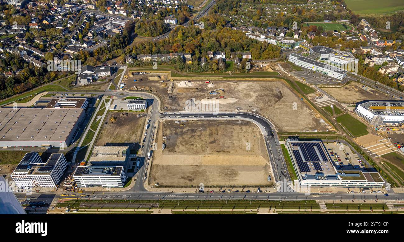 Luftaufnahme, Baustelle und Freiraum Sophie-Opel-Straße, Großbaustelle Mark 51/7, Wissenschafts- und Technikviertel, O-Werk ca. Stockfoto