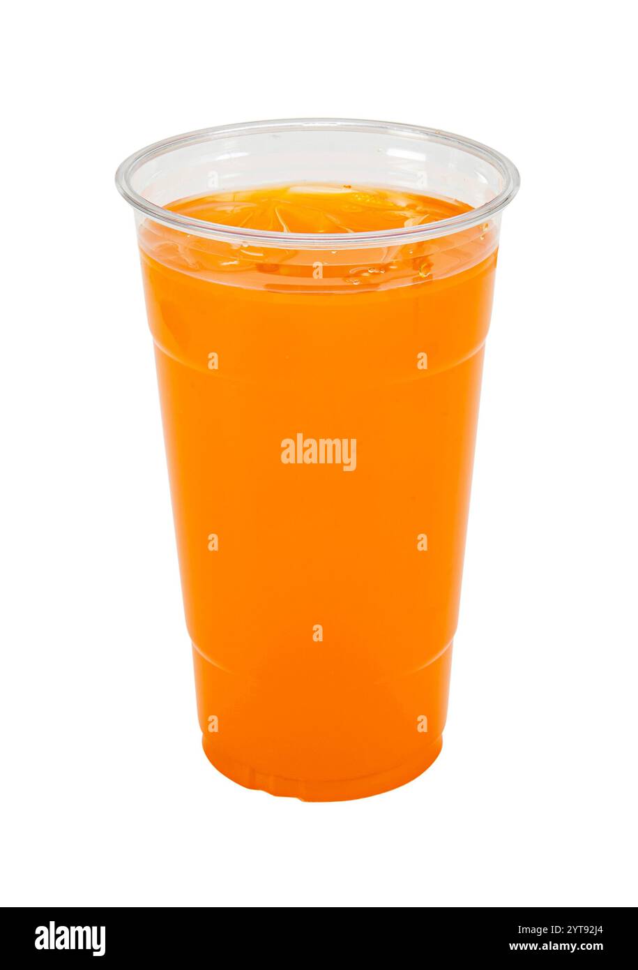 Klarer Plastikbecher mit Limonade Stockfoto