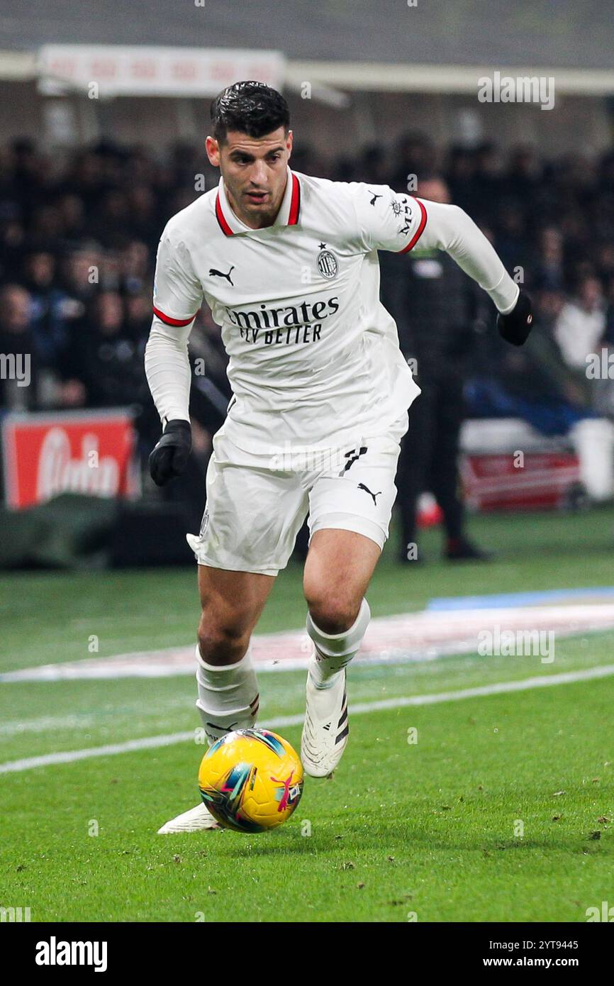 Bergamo, Italien. Dezember 2024. Alvaro Morata(AC Milan), Serie A, Atalanta BC vs AC Milan, Spiel 2024-25 im Gewiss Stadium in Bergamo (BG), Italien, 06.12.2024.Foto: Marius Bunduc/LiveMedia Credit: Independent Photo Agency/Alamy Live News Stockfoto