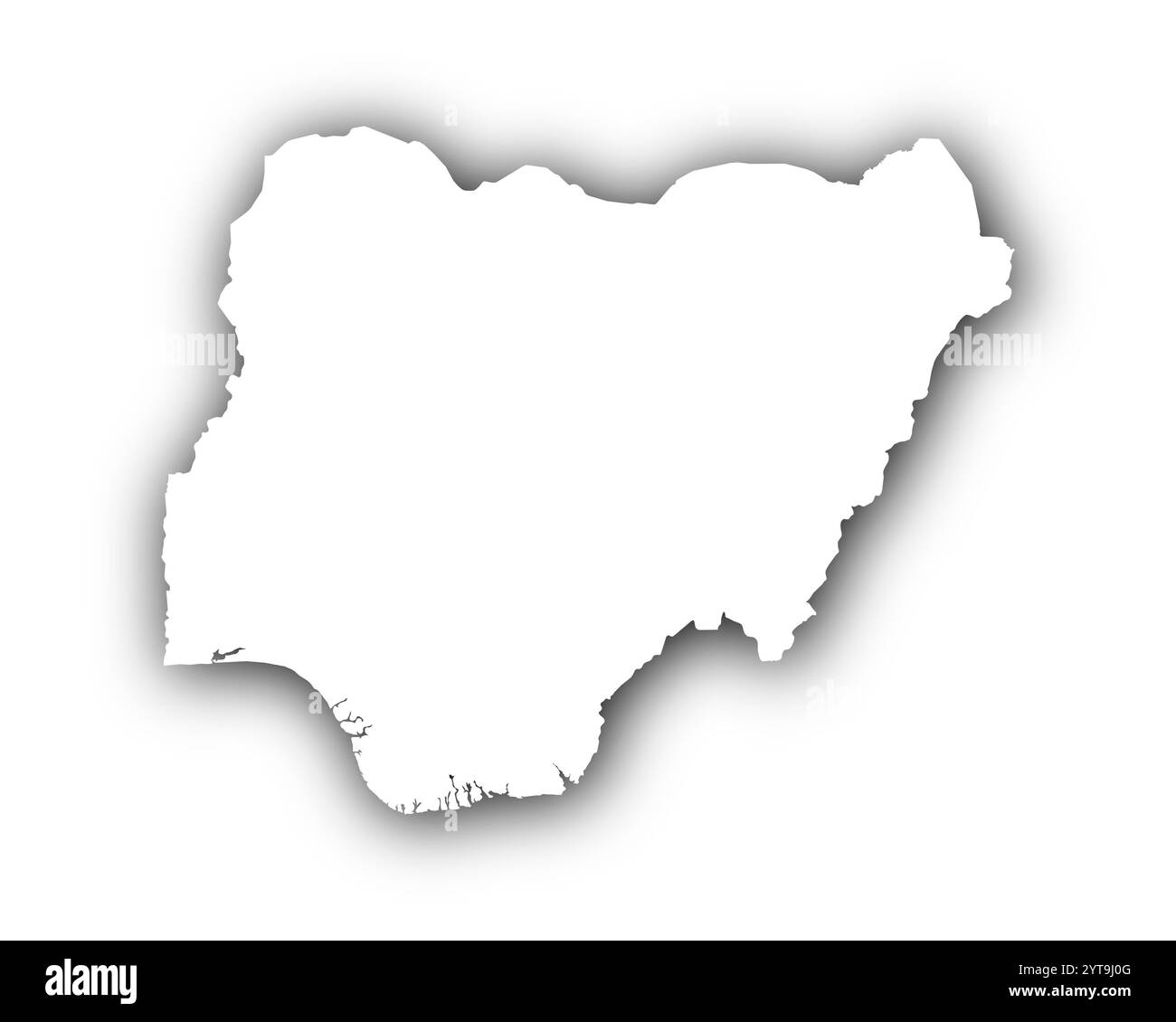 Karte von Nigeria mit Schatten Stockfoto