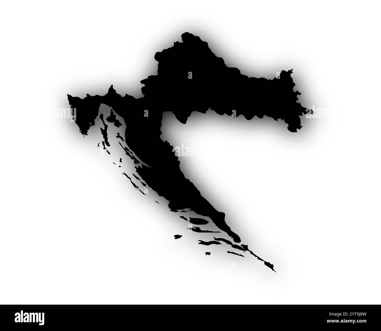 Karte von Kroatien mit Schatten Stockfoto
