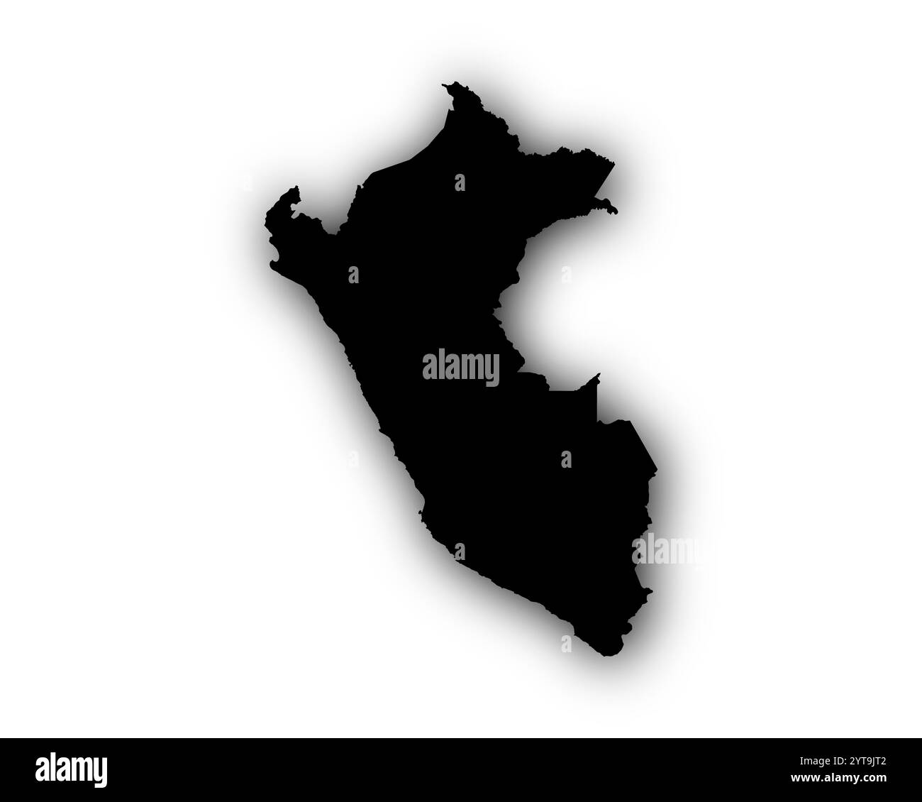 Karte von Peru mit Schatten Stockfoto