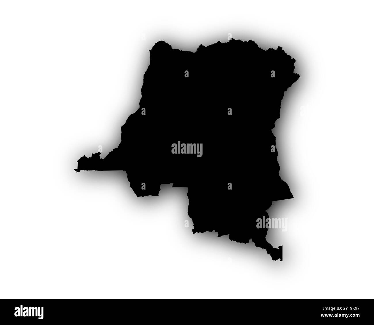 Karte der Demokratischen Republik Kongo mit Schatten Stockfoto