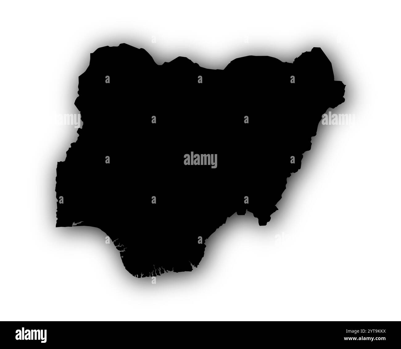Karte von Nigeria mit Schatten Stockfoto