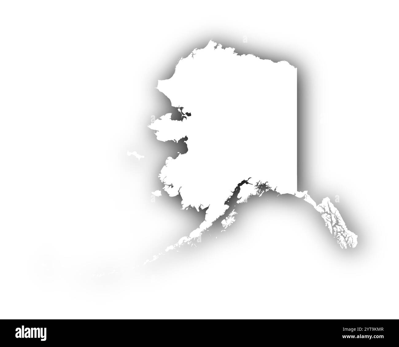 Karte von Alaska mit Schatten Stockfoto