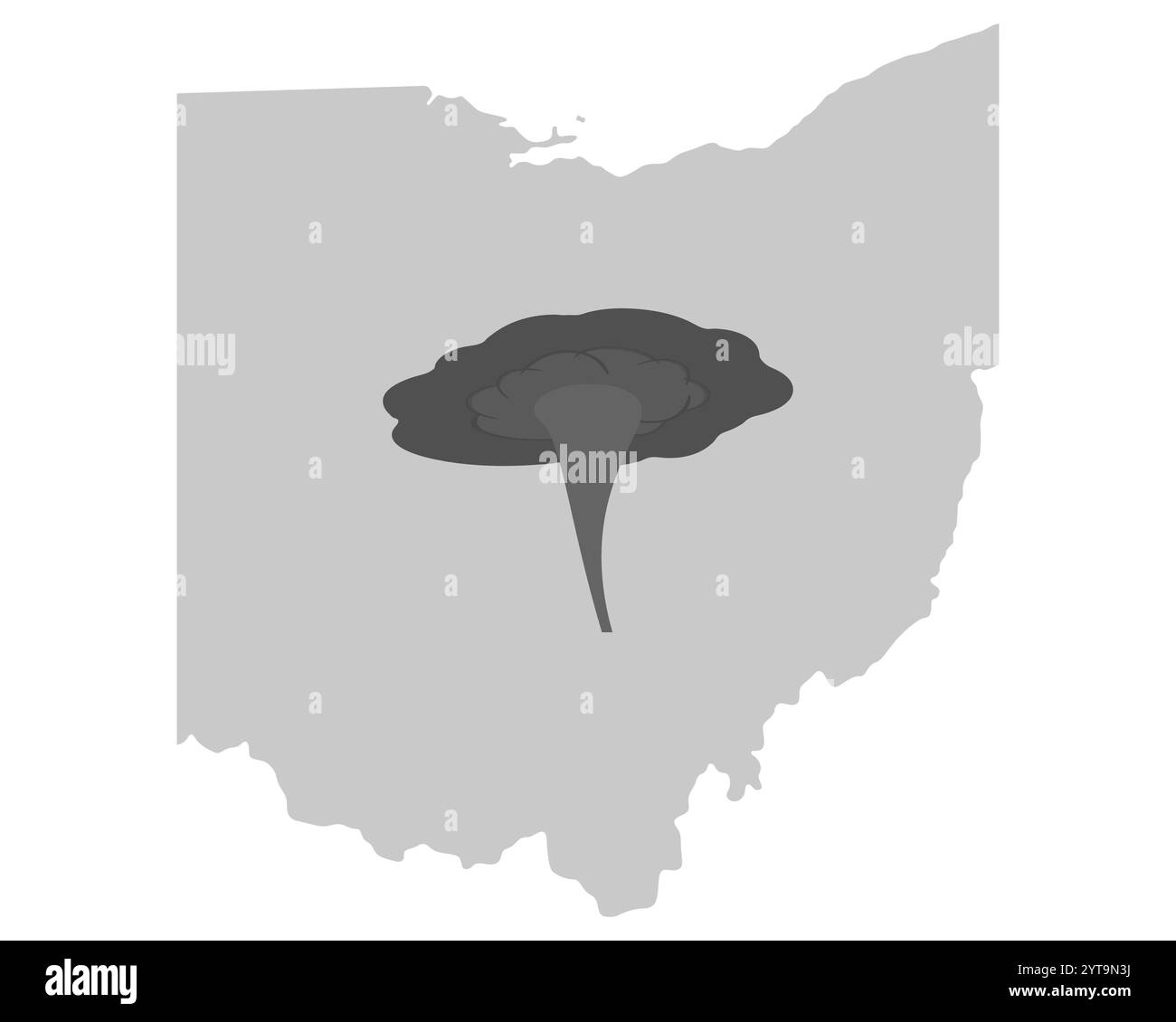 Karte von Ohio und Tornado-Symbol Stockfoto