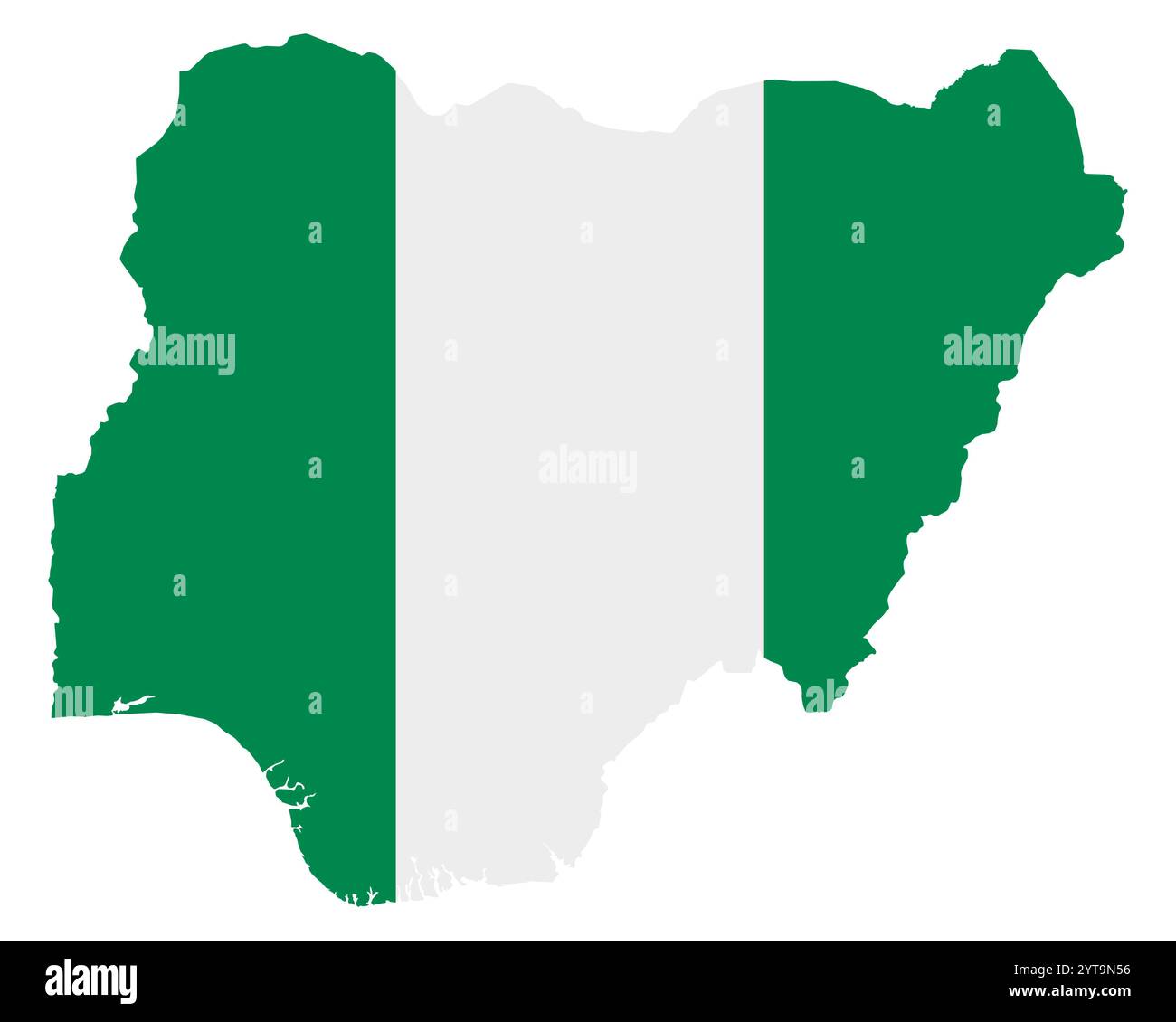 Flagge auf der Karte von Nigeria Stockfoto