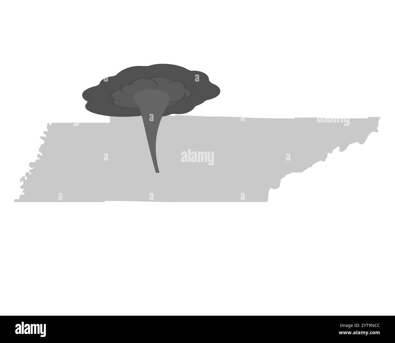 Karte von Tennessee und Tornado Symbol Stockfoto