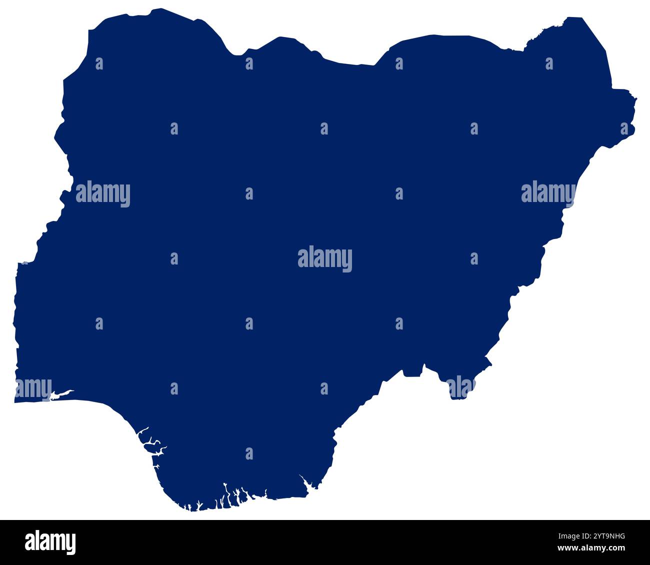 Karte von Nigeria in blauer Farbe Stockfoto