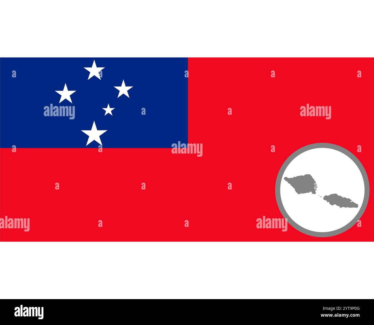 Flagge und Karte von Samoa Stockfoto