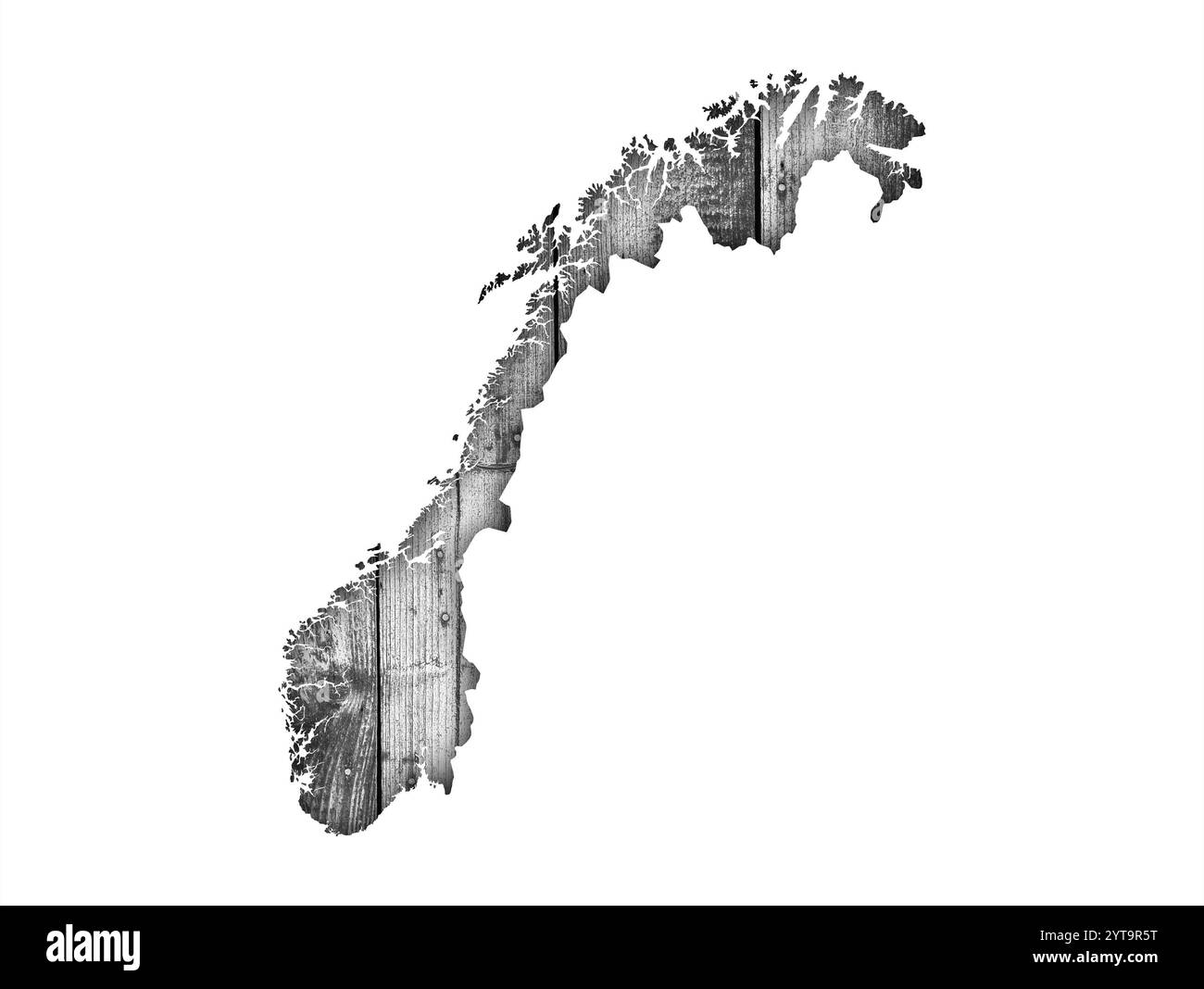 Landkarte von Norwegen auf Holz Stockfoto
