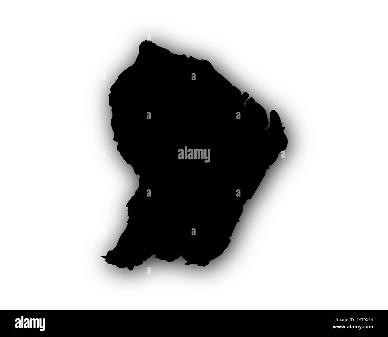 Karte von Französisch-Guayana mit Schatten Stockfoto