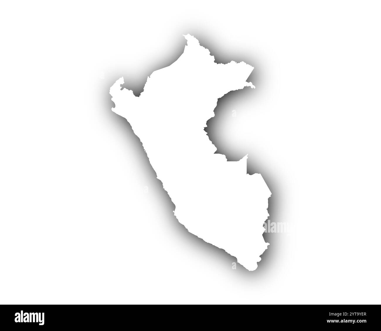 Karte von Peru mit Schatten Stockfoto