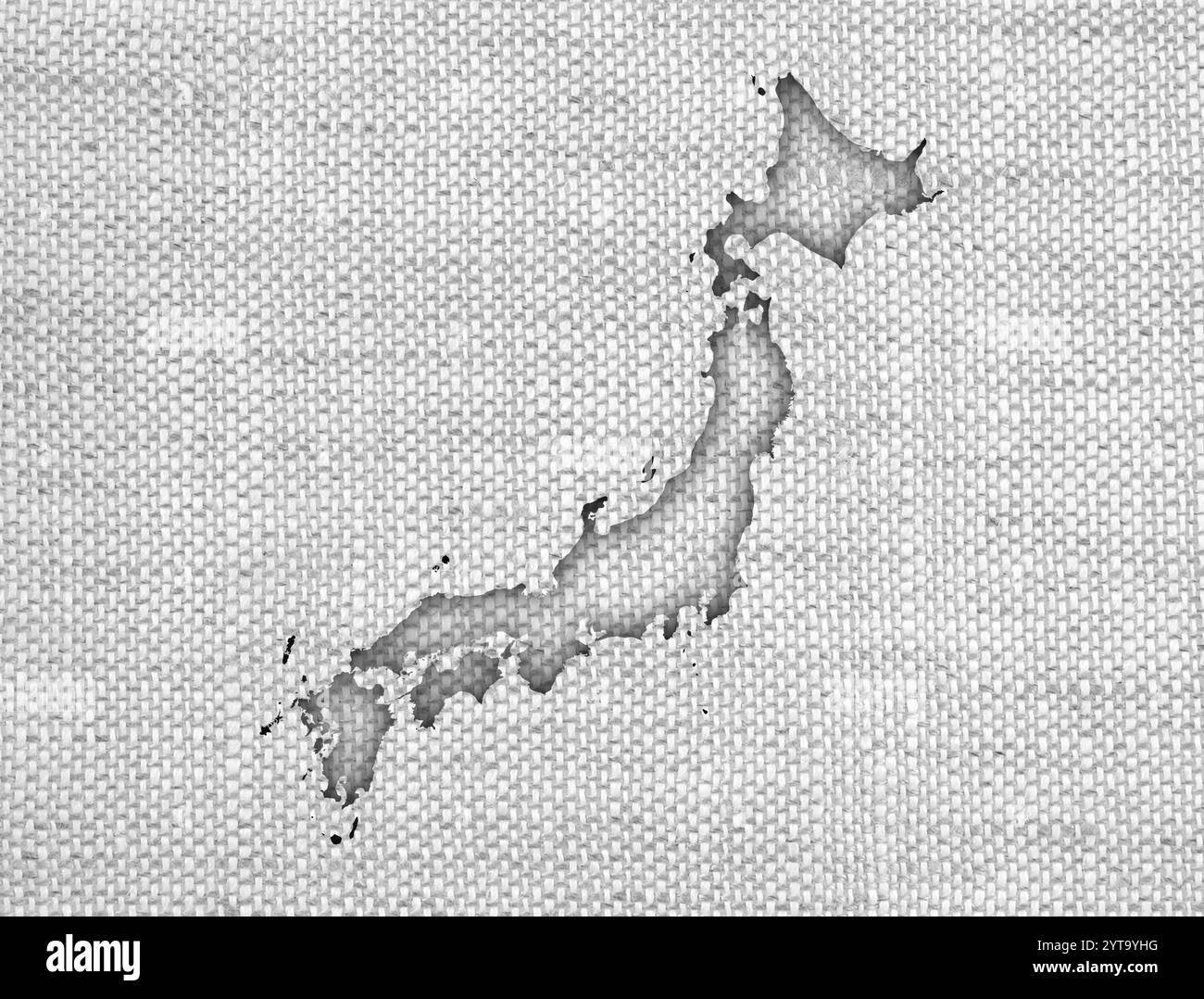 Karte von Japan auf alten Bettwäsche Stockfoto