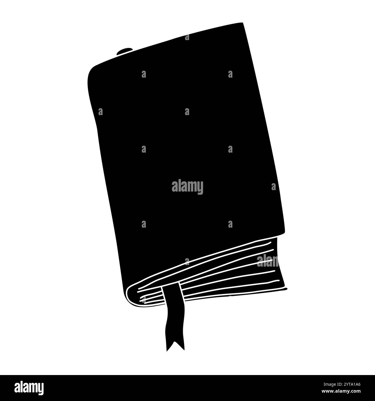 Schwarze Silhouette von Buch und Lesezeichen, Glyphe Symbol flache Vektor-Illustration Stock Vektor