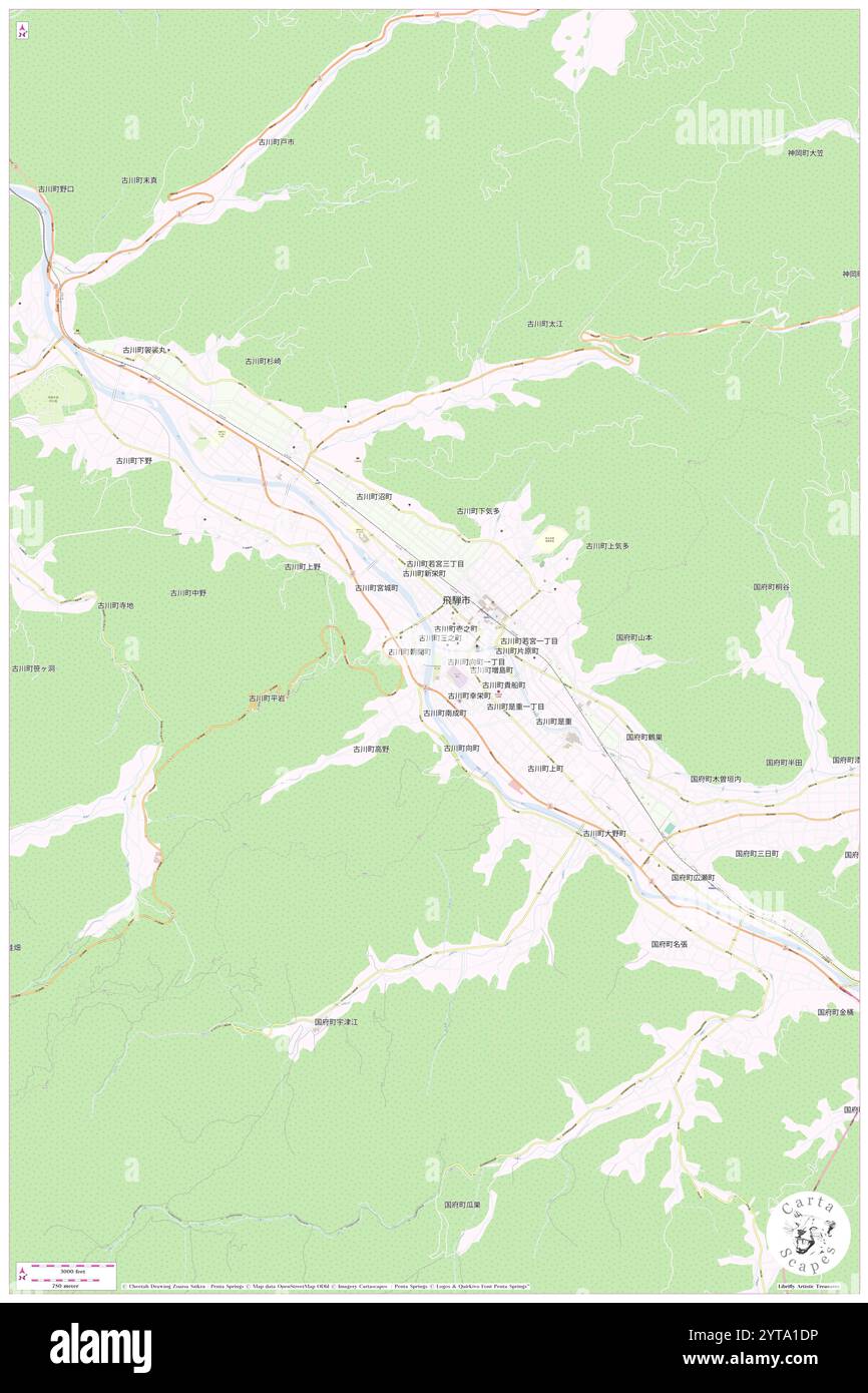 Furukawa, Hida Shi, JP, Japan, Gifu, n 36 13' 59'', N 137 10' 59'', Karte, Cartascapes Map, veröffentlicht 2024. Erkunden Sie Cartascapes, eine Karte, die die vielfältigen Landschaften, Kulturen und Ökosysteme der Erde enthüllt. Reisen Sie durch Zeit und Raum und entdecken Sie die Verflechtungen der Vergangenheit, Gegenwart und Zukunft unseres Planeten. Stockfoto