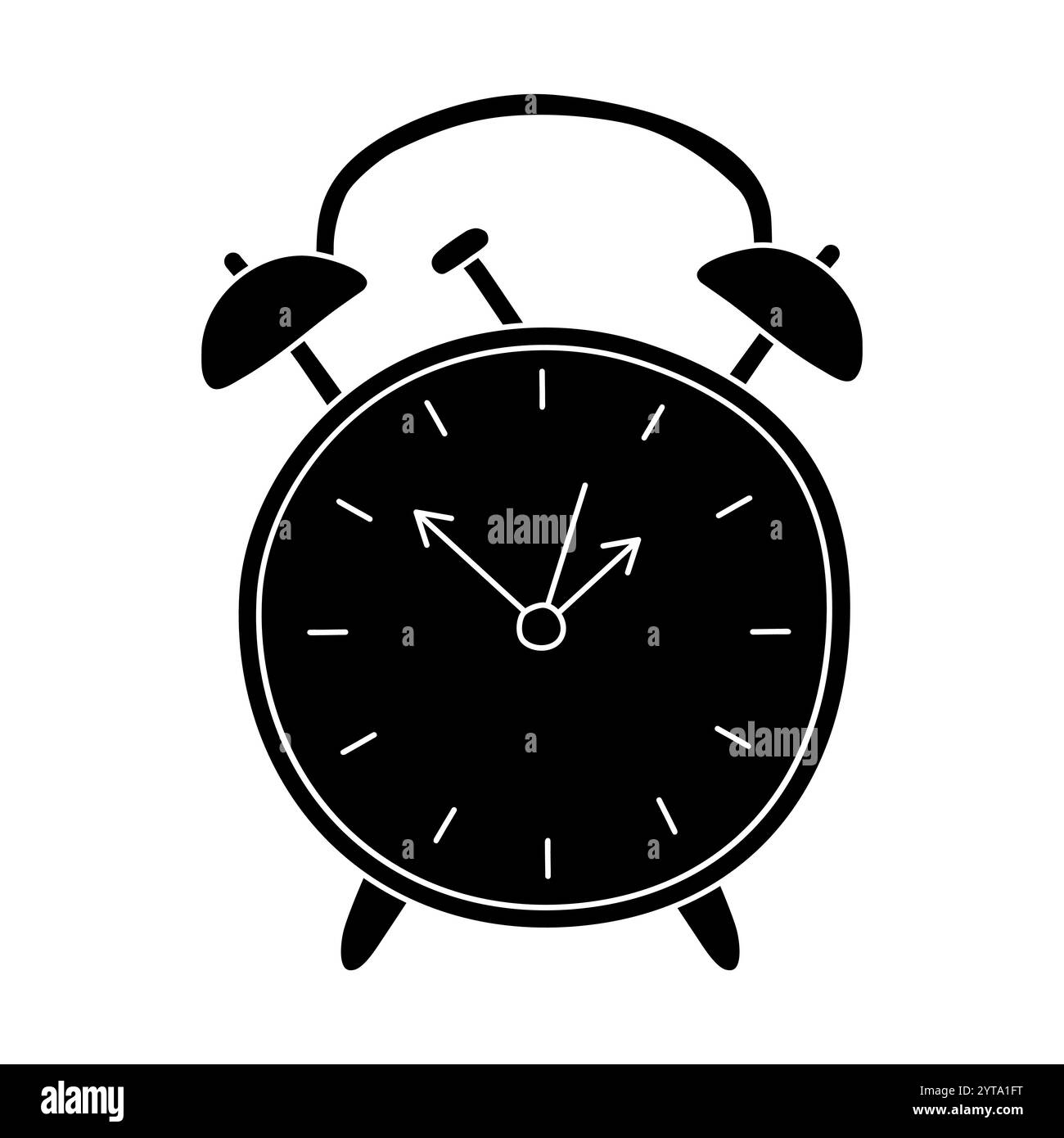 Schwarze Silhouette des altmodischen Weckers, Glyph-Symbol flache Vektor-Illustration Stock Vektor