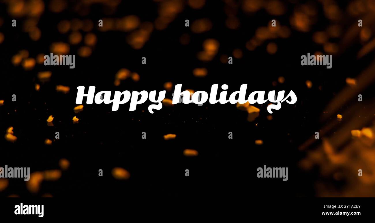 Bild von Happy Holidays Text über gelben Felsen fallen Stockfoto