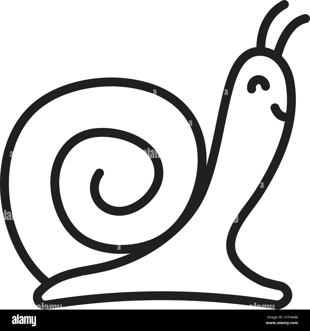 Niedliche einzeilige Schnecke Icon, Mollusk Ecargot schwarz editierbarer Strich, einfaches Vektor monochrome Piktogramm, Umrissillustration Stock Vektor