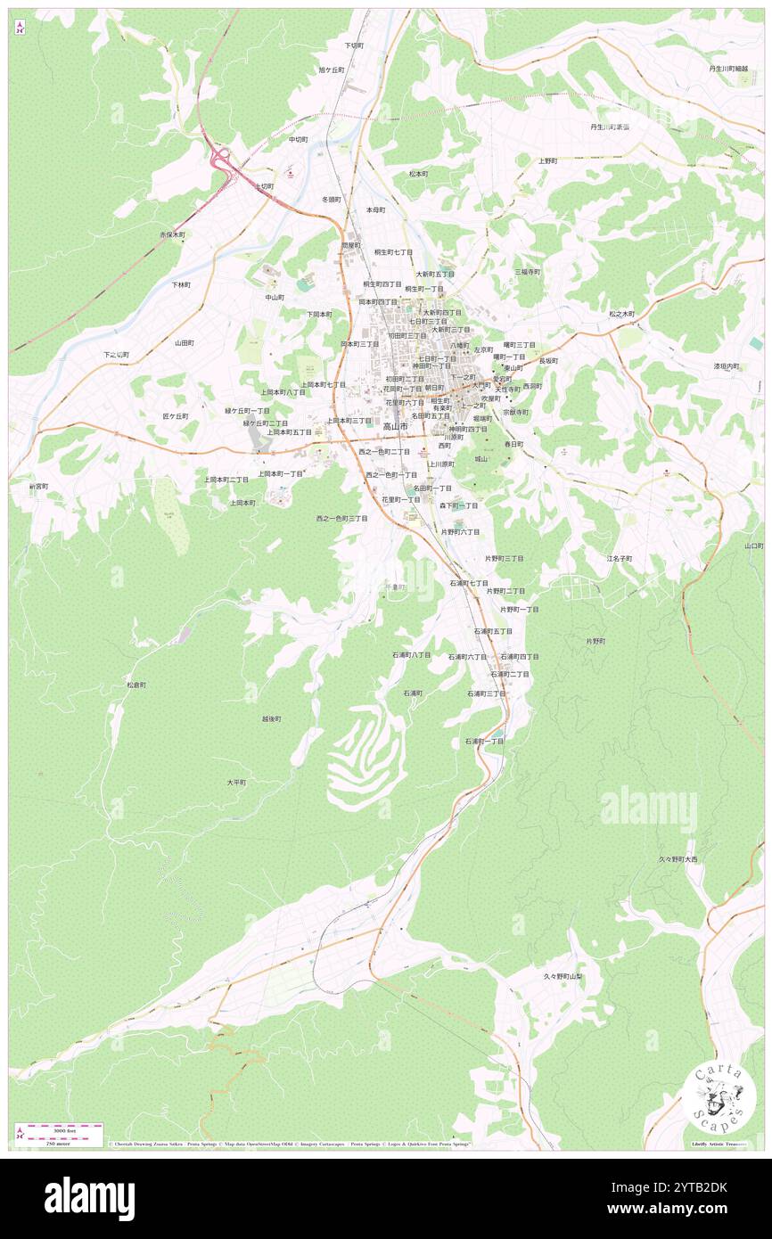 Hotel Grantia Hida Takayama, Takayama Shi, JP, Japan, Gifu, n 36 7' 22'', N 137 14' 59''', Karte, Cartascapes Map, veröffentlicht 2024. Erkunden Sie Cartascapes, eine Karte, die die vielfältigen Landschaften, Kulturen und Ökosysteme der Erde enthüllt. Reisen Sie durch Zeit und Raum und entdecken Sie die Verflechtungen der Vergangenheit, Gegenwart und Zukunft unseres Planeten. Stockfoto