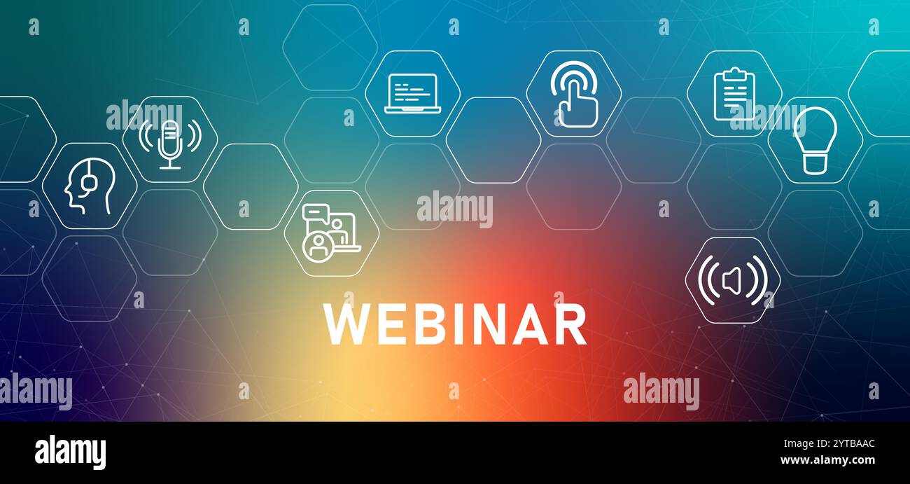 Webinar Online-Seminare Kurs e-Learning Schulung Schulung in Schulunternehmen Business Conference Stock Vektor