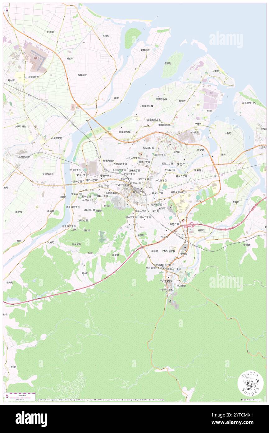 ISE-Shiyakusho, Ise-shi, JP, Japan, Mie, n 34 29' 14'', N 136 42' 33'', Karte, Karte, Kartenausgabe 2024. Erkunden Sie Cartascapes, eine Karte, die die vielfältigen Landschaften, Kulturen und Ökosysteme der Erde enthüllt. Reisen Sie durch Zeit und Raum und entdecken Sie die Verflechtungen der Vergangenheit, Gegenwart und Zukunft unseres Planeten. Stockfoto