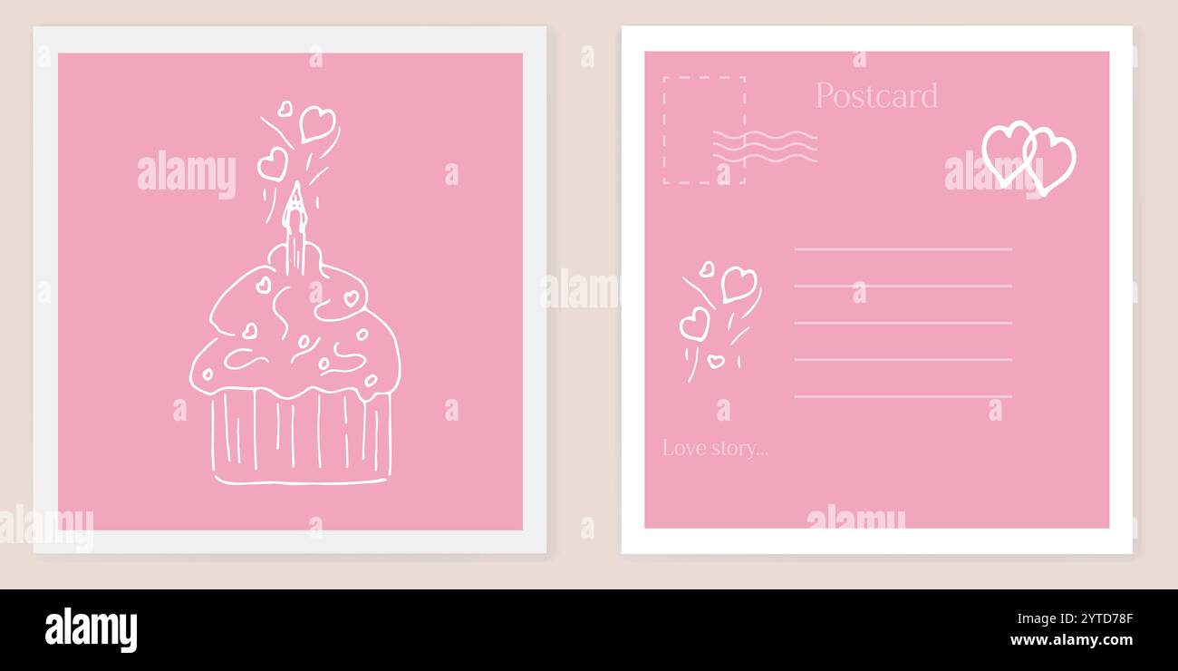 Postkartendesign für Liebhaber, Geburtstag, Muttertag, bearbeitbare Vorlage. Eine ästhetische Grußkarte. Stock Vektor