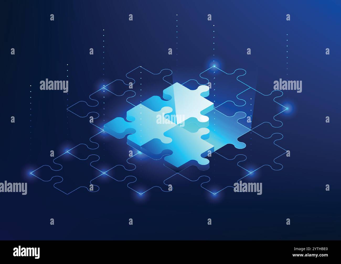 Puzzle-Hintergrund stellt Teamarbeit, Koordination und Zusammenarbeit im Unternehmen dar, um Ziele und Erfolg im Unternehmen zu erreichen. Stock Vektor