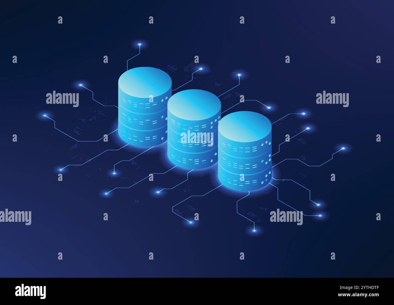 Die Servertechnologie ist mit dem Technologiekreislauf verbunden, wobei Datenverarbeitung und Konnektivität in digitalen Systemen, der Betrieb von Servern und ne übertragen werden Stock Vektor