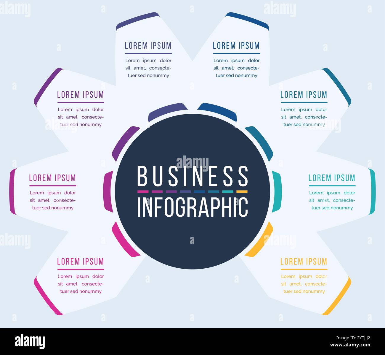 8 Schritte Infografik-Design 8 Schritte, Objekte, Elemente oder Optionen Infografik-Vorlage für Geschäftsinformationen Stock Vektor