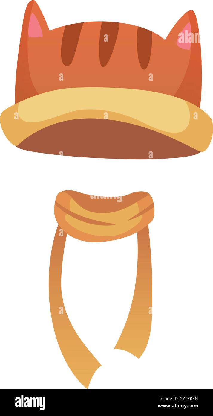 Gemütliche und verspielte Winteraccessoires mit katzenförmigem Hut mit spitzen Ohren und passendem Schal für Wärme und Stil bei der Kälte Stock Vektor