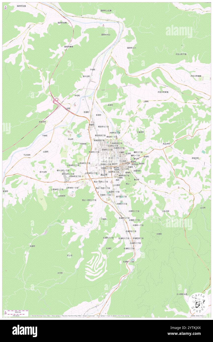 Hida Plaza, Takayama Shi, JP, Japan, Gifu, n 36 8' 43''', N 137 15' 8''', Karte, Cartascapes Map, veröffentlicht 2024. Erkunden Sie Cartascapes, eine Karte, die die vielfältigen Landschaften, Kulturen und Ökosysteme der Erde enthüllt. Reisen Sie durch Zeit und Raum und entdecken Sie die Verflechtungen der Vergangenheit, Gegenwart und Zukunft unseres Planeten. Stockfoto