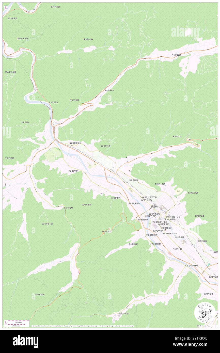 Furukawacho-sugisaki, Hida Shi, JP, Japan, Gifu, n 36 15' 13''', N 137 9' 54'', Karte, Cartascapes Map, veröffentlicht 2024. Erkunden Sie Cartascapes, eine Karte, die die vielfältigen Landschaften, Kulturen und Ökosysteme der Erde enthüllt. Reisen Sie durch Zeit und Raum und entdecken Sie die Verflechtungen der Vergangenheit, Gegenwart und Zukunft unseres Planeten. Stockfoto