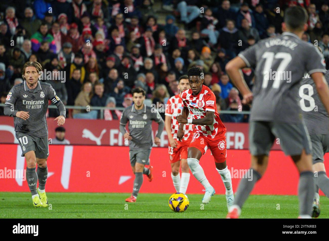 7. Dezember 2024; Estadi Montilivi, Girona, Spanien, spanischer La Liga Fußball, Girona gegen Real Madrid; Asprilla von Girona FC Stürmer Stockfoto