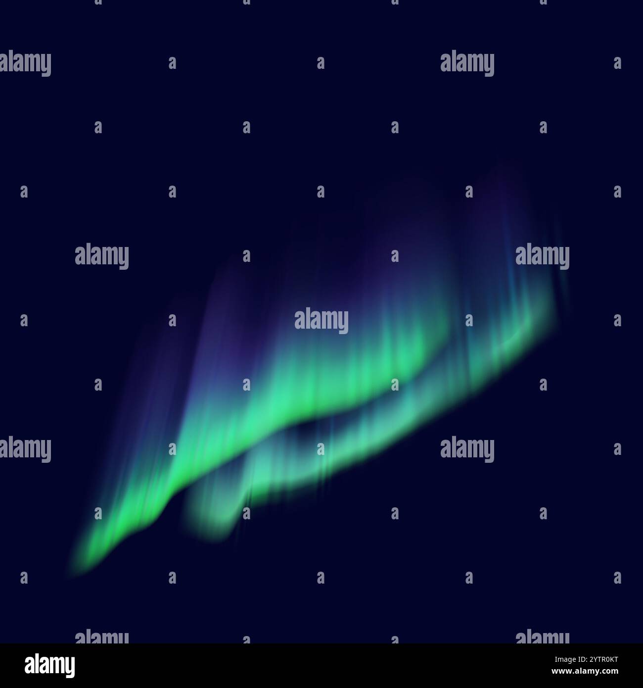 Aurora borealis Casting lebendige grüne und blaue Lichter realistische Vektor-Illustration. 3D-Objekt mit natürlicher Anzeige am Nachthimmel auf dunklem Hintergrund Stock Vektor