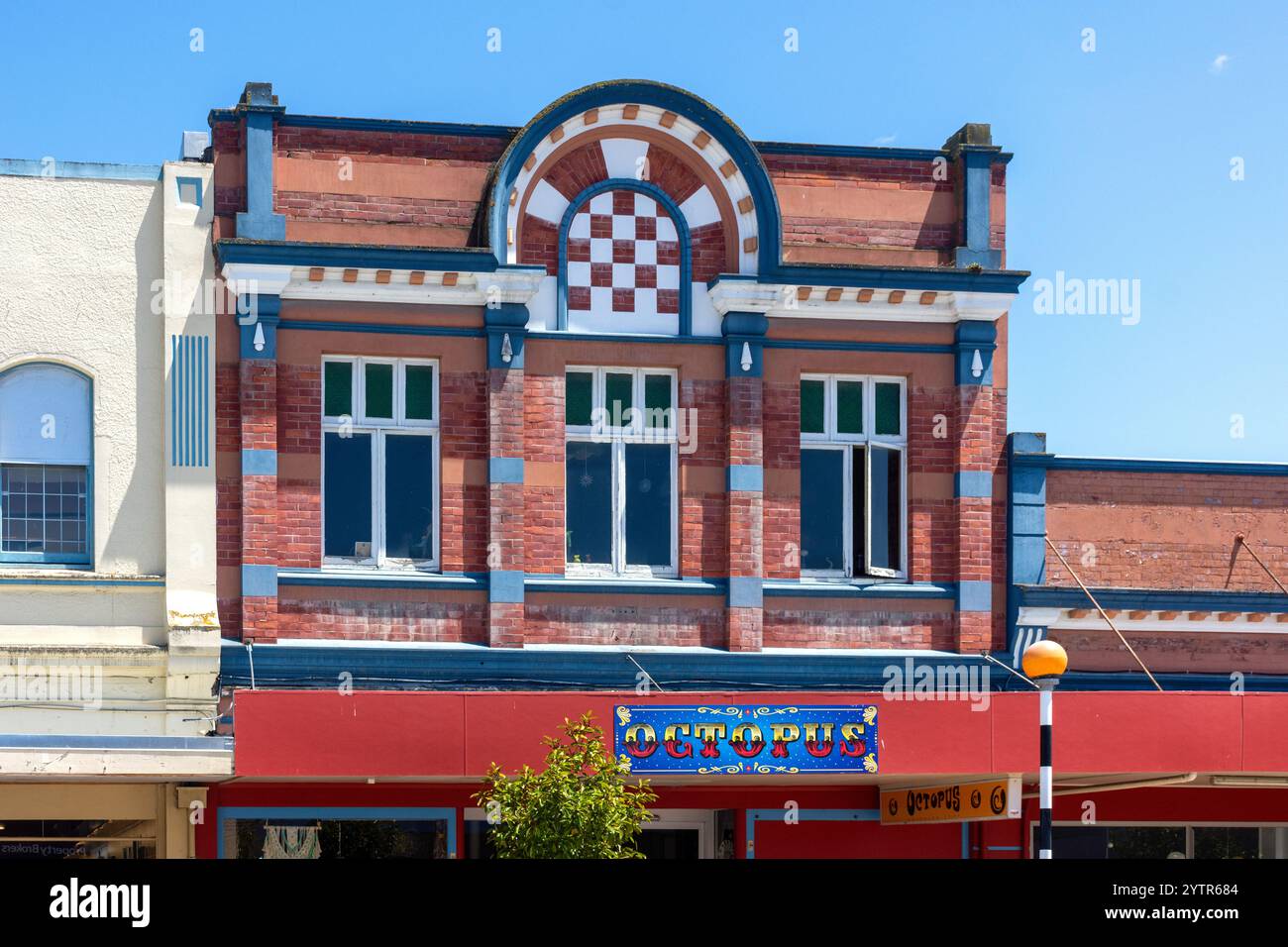 Denkmalgeschützte Gebäudefassade, King Street, Temuka, South Canterbury, Canterbury, Südinsel, Neuseeland Stockfoto