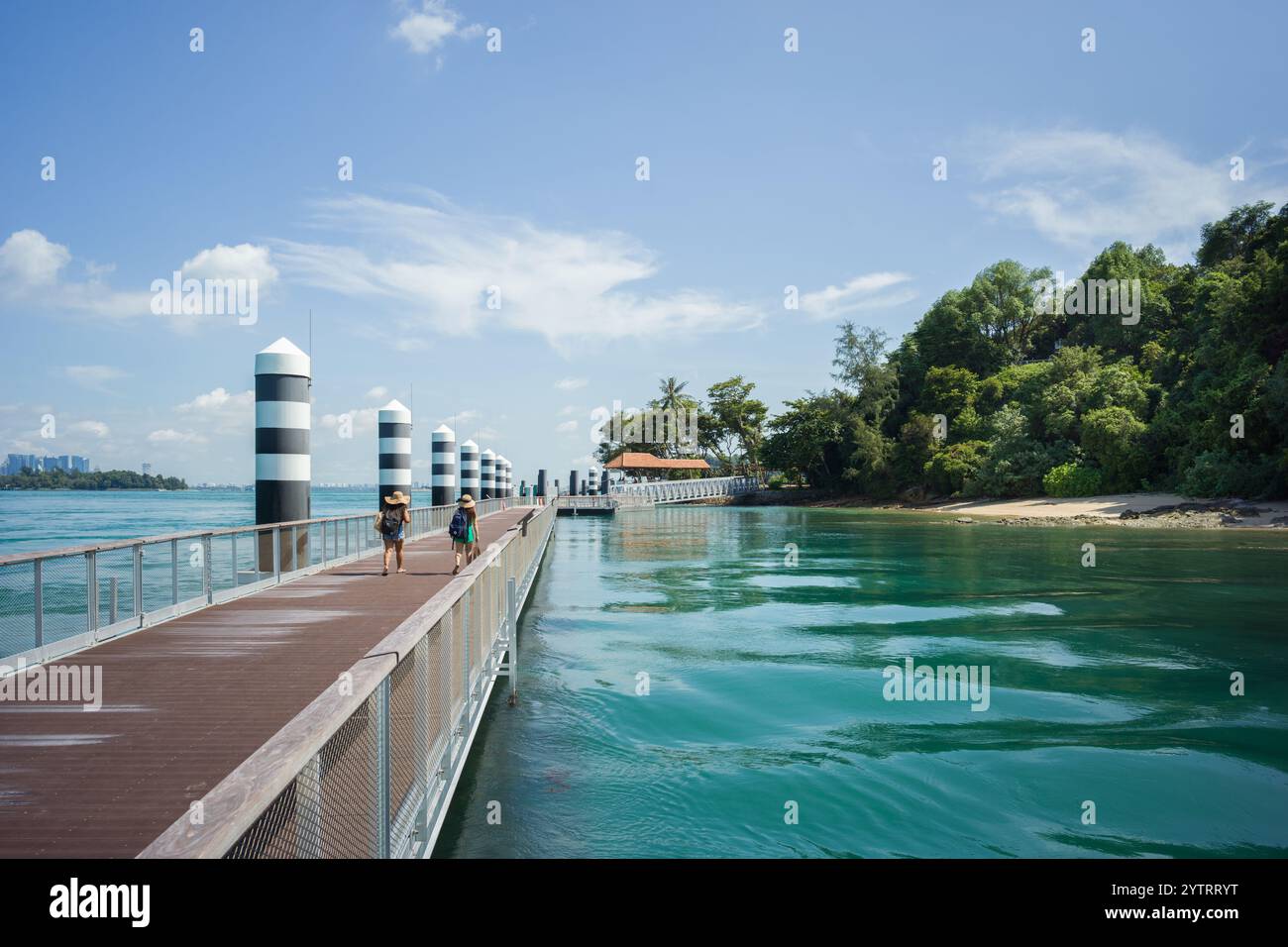 Sisters' Islands Marine Park, Singapur. Lagune Gezeitenbecken und Strand dienen als Korallenhabitat und Forschungsstätte. Stockfoto