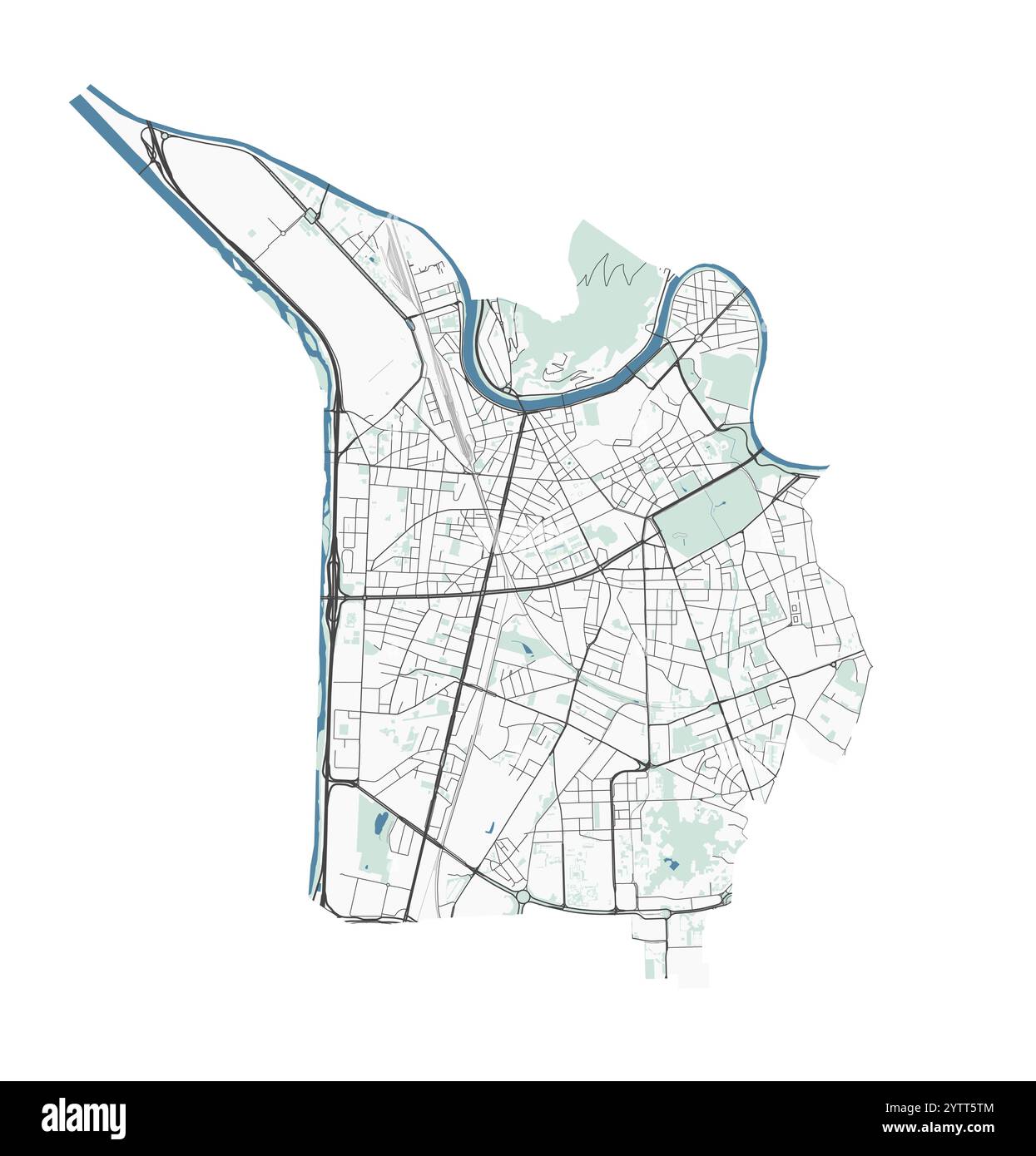 Karte von Grenoble, Frankreich. Detaillierte Stadtvektorkarte, Metropolregion. Straßenkarte mit Straßen. Stock Vektor