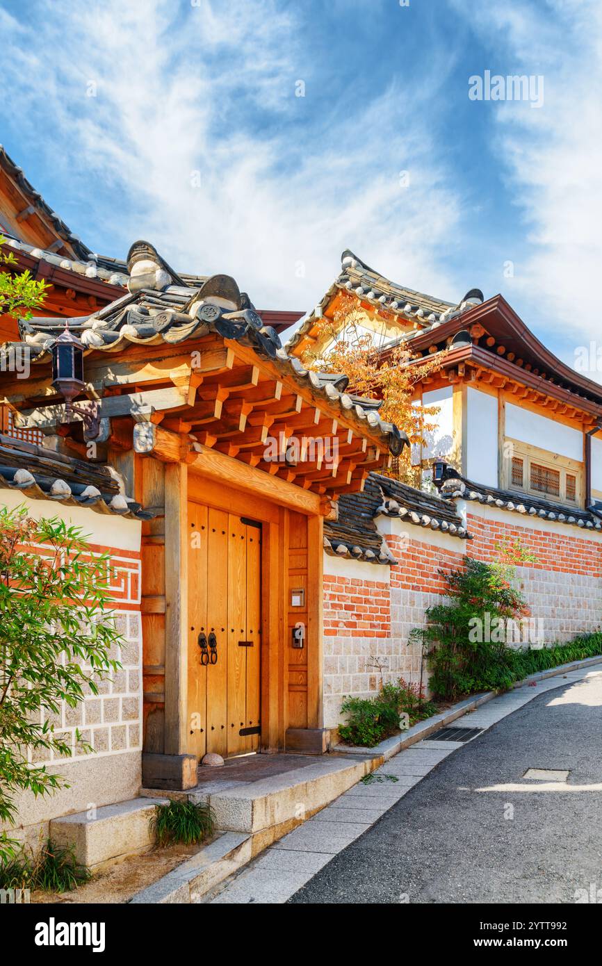 Fantastische traditionelle koreanische Häuser im Bukchon Hanok Village Stockfoto