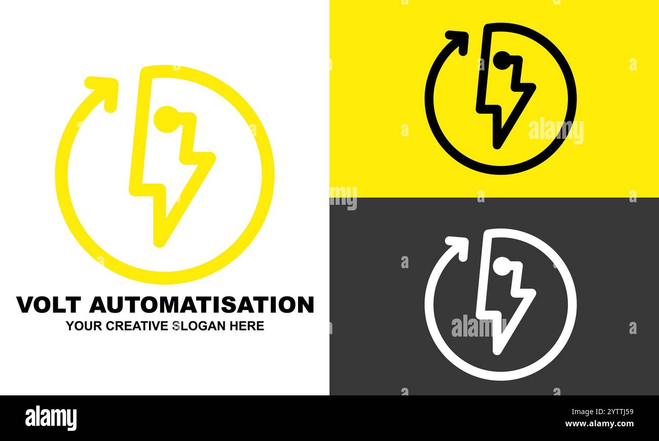 Flaches Design für Lightning Bolt-Logo in verschiedenen Typen. Stock Vektor