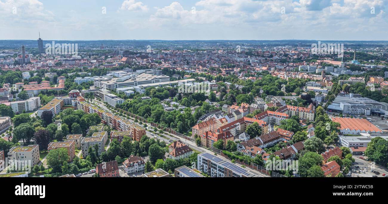 Blick auf Augsburg rund um das Textilviertel im Osten der schwäbischen Stadt Stockfoto