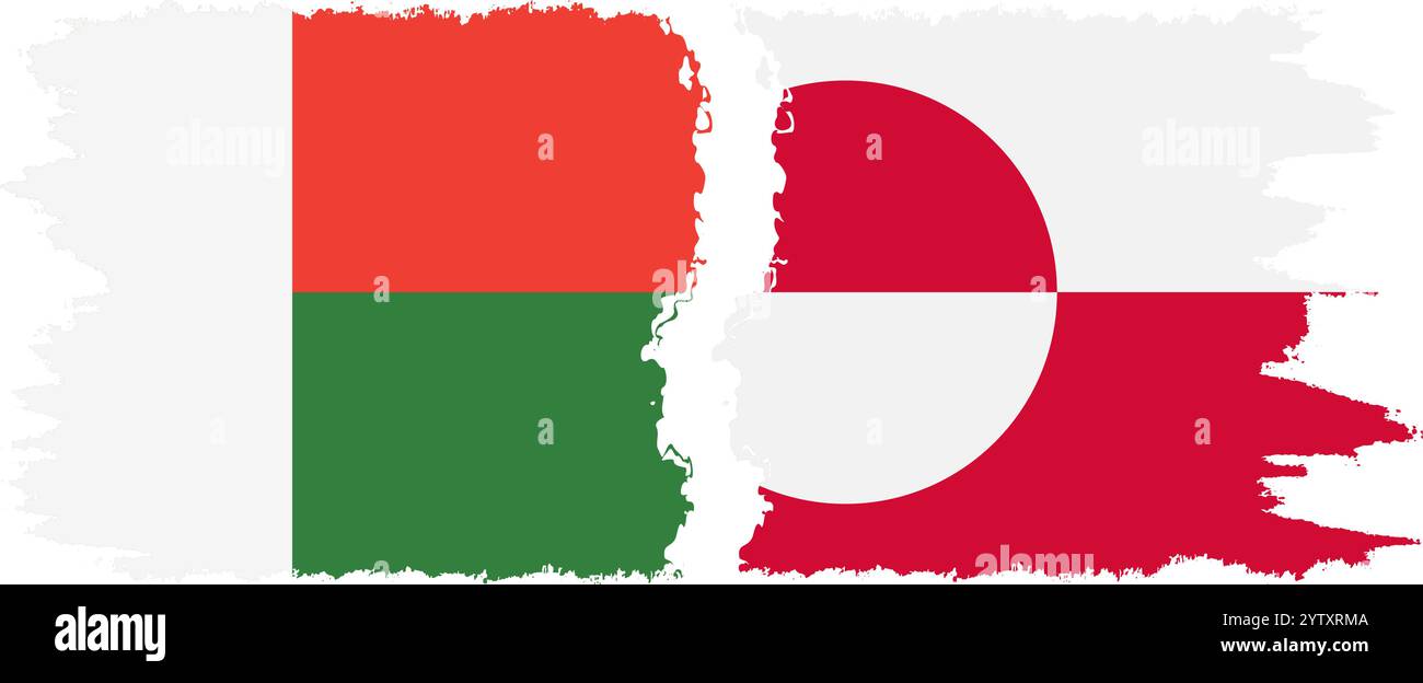 Grönland und Madagaskar Grunge Flags Verbindung, Vektor Stock Vektor