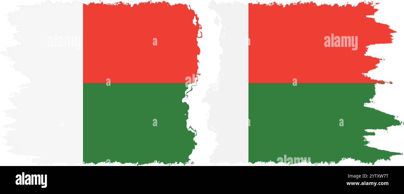 Madagaskar und Madagaskar Grunge Flags Verbindung, Vektor Stock Vektor