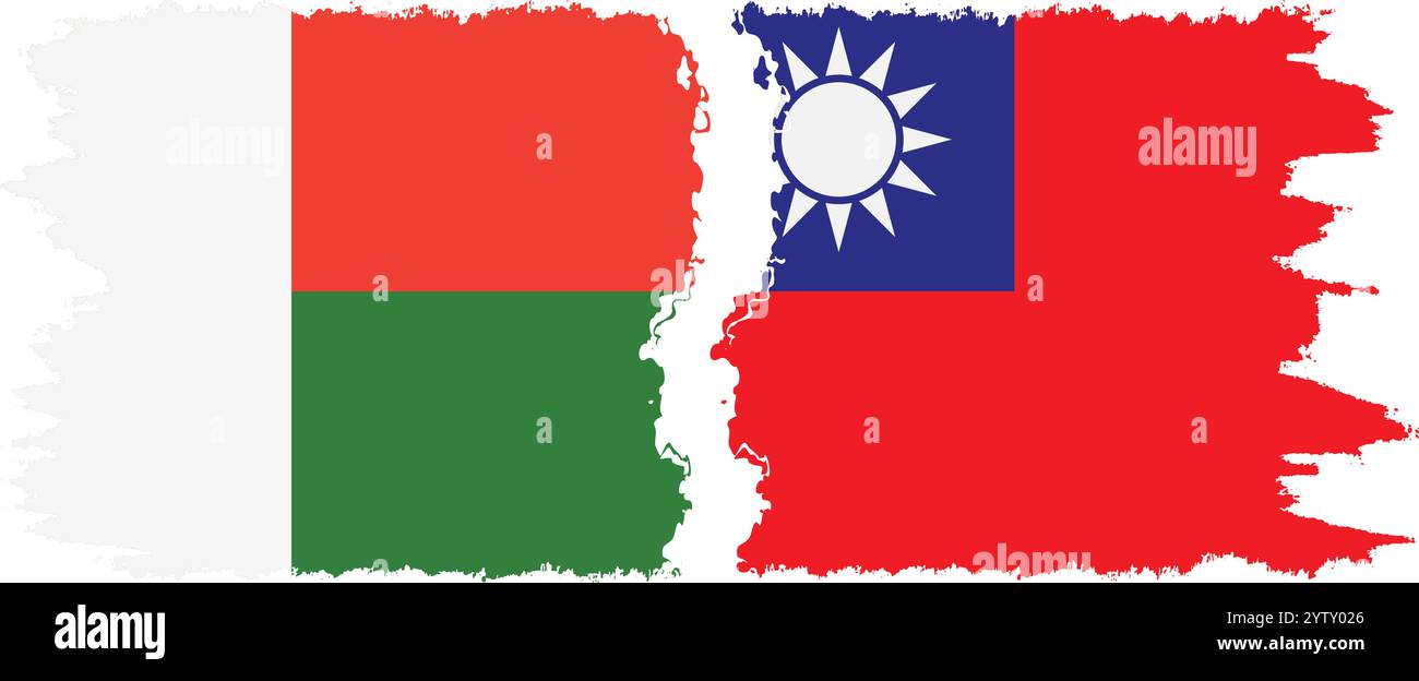 Taiwan und Madagaskar Grunge Flaggen Verbindung, Vektor Stock Vektor