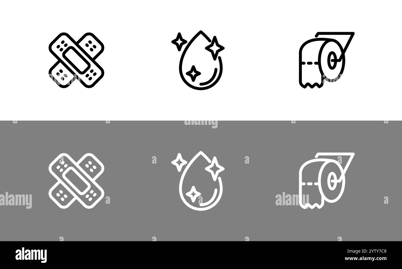 Hygiene-Symbol-Set - flache Hygiene-Symbole. Stock Vektor