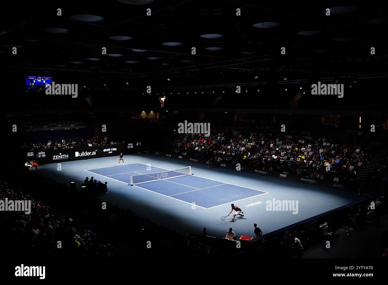 Frankreichs Gael Monfils während seines Spiels gegen den Australier Alex de Minaur im UTS London Grand Final 2024 in der Copper Box Arena in London. Bilddatum: Sonntag, 8. Dezember 2024. Stockfoto