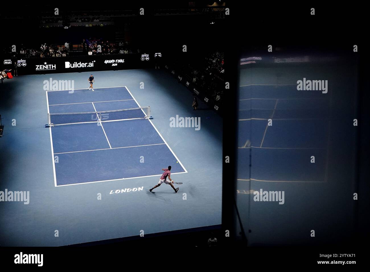 Frankreichs Gael Monfils während seines Spiels gegen den Australier Alex de Minaur im UTS London Grand Final 2024 in der Copper Box Arena in London. Bilddatum: Sonntag, 8. Dezember 2024. Stockfoto