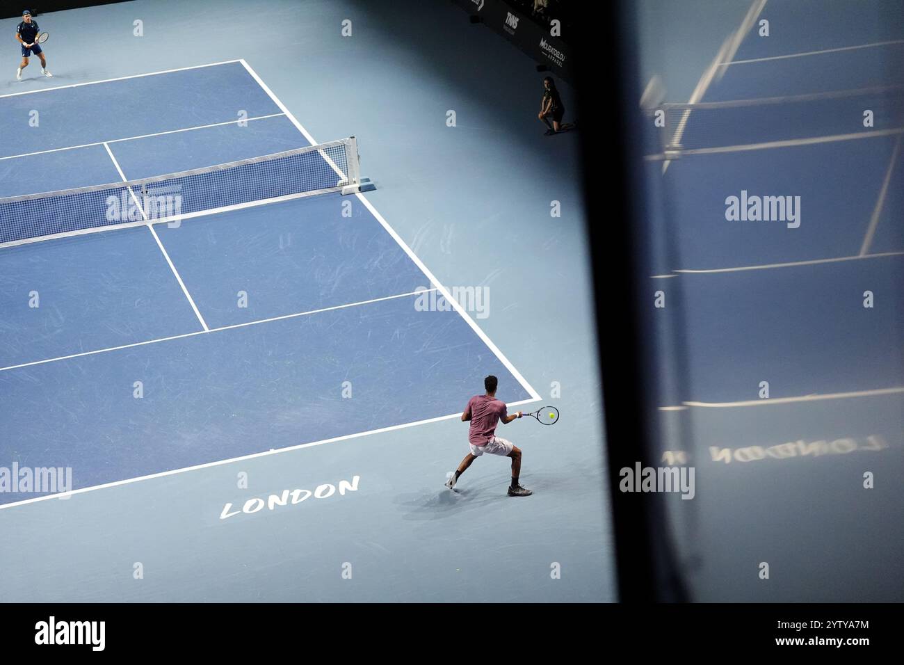 Frankreichs Gael Monfils während seines Spiels gegen den Australier Alex de Minaur (nicht abgebildet) im UTS London Grand Final 2024 in der Copper Box Arena in London. Bilddatum: Sonntag, 8. Dezember 2024. Stockfoto