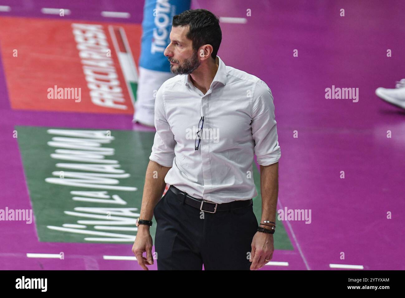 Giulio Cesare Begoli aus Chieri '''76 während des Spiels der Serie A1 Tigota zwischen reale Mutua Fenera Chieri '''76 und Wash4green Pinerolo im PalaRuffini in Chieri (TO) Stockfoto